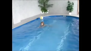 Weighed bus fucks mature in pool
